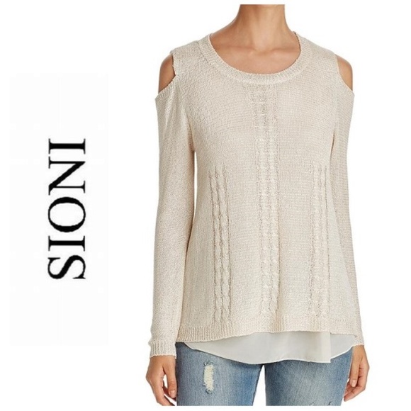 Sioni Tops - NWT SIONI Cable Knit Cold Shoulder Sweater Top